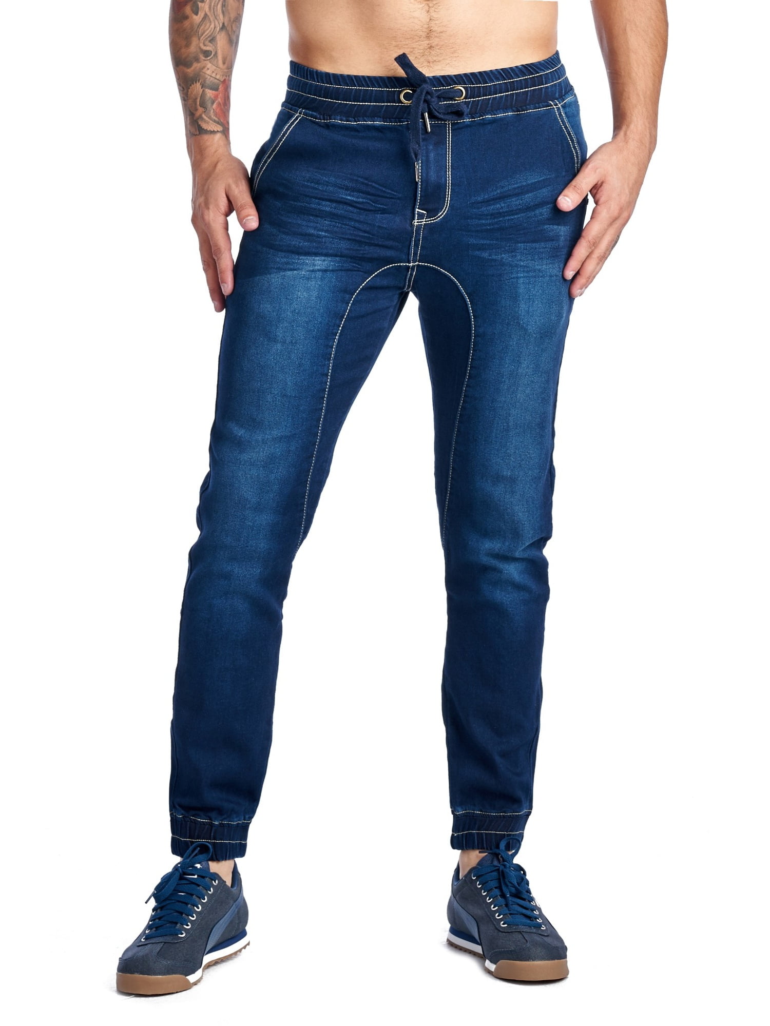 A Jeans Men's Denim Pant Jogger Styling Slim Fit 42120C Dark Blue Large ...