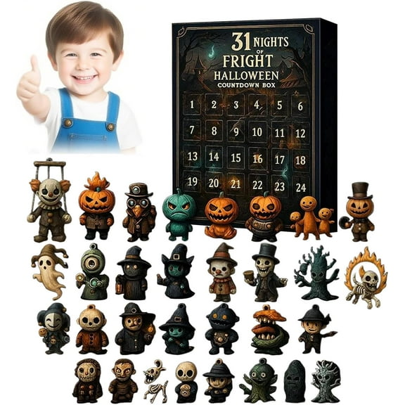 31 Nights of Terror - Halloween Advent Calendar 2025 Countdown Box with Spooky Figurines, Horror Doll Collectibles, Mini Decorations - Haunted Gift Box for Adults, Friends & Horror Lovers (31 Days)