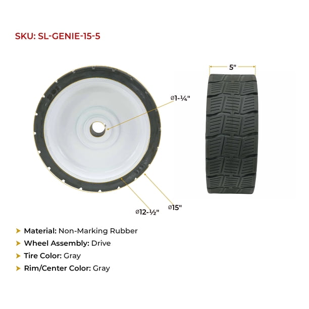 2 Pack) Genie 105454 Non Marking Scissor Lift Tires 15 x 5, GS