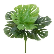 Farfi Artificial Monstera Leaves Vivid Fresh-keeping 9 Forked Fake Potted Green Plant Leaves Party Supplies (Green)