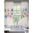 thumbnail image 4 of Sheer Curtain Panels Watercolor Watercolor Rod Pocket Voile Window Curtains Blue Pink Flower Window Treatments Ligh Filtering Privacy Curtain Drapes for Bedroom Living Room 2 Panel Set 63 Inch, 4 of 9