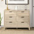 thumbnail image 2 of RichYa Rattan 6 Drawer Dresser for Bedroom, Wood Storage Dresser with Black Handles, Chest of Drawers for Bedroom, Living Room, Hallway, Nursery, 2 of 7