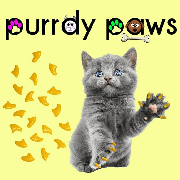 Nail Caps for Cats 60 Pack - Pretty Claws - Sunny Yellow Medium