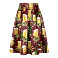 thumbnail image 4 of Unir Women Oktoberfest Hop Print High Waist Bow Tie Apron Skirt Flared Satin Festival Mini Bottom 1PC S-M-L, 4 of 5