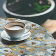 thumbnail image 3 of Ambesonne Floral Fitted Round Tablecloth, Falling Leaves Blooms Botany, 56"- 60" Diameter, Marigold Blue Grey, 3 of 5