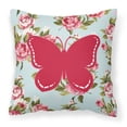 thumbnail image 2 of Caroline's Treasures BB1035-RS-BU-PW1818 Butterfly Shabby Chic Blue Roses Canvas Fabric Decorative Pillow BB1035, 18H x18W, Multicolor, 2 of 2