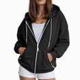 thumbnail image 2 of TOWED22 Womens Hoodies Zip Up Casual Long Sleeve Oversized Hoodie Y2K Full Zipper Fleece Preppy Sweatshirts Jackets,Black,XL, 2 of 9