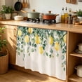 thumbnail image 6 of Farmhouse Lemon Cabinet Curtain 35"Wx35"L, Dustproof Under Sink Skirt with Self Adhesive Tape, Vintage Botanical Leaf Retro Beige Cabinet Curtain Cover for Kitchen Sink, Bathroom Vanity, Laundry Room, 6 of 9