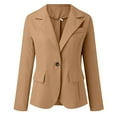 thumbnail image 5 of Gvdentm Women's Work Office Blazer Lapel Collar 1Button Jacket Suit Blazer Khaki,3XL, 5 of 6