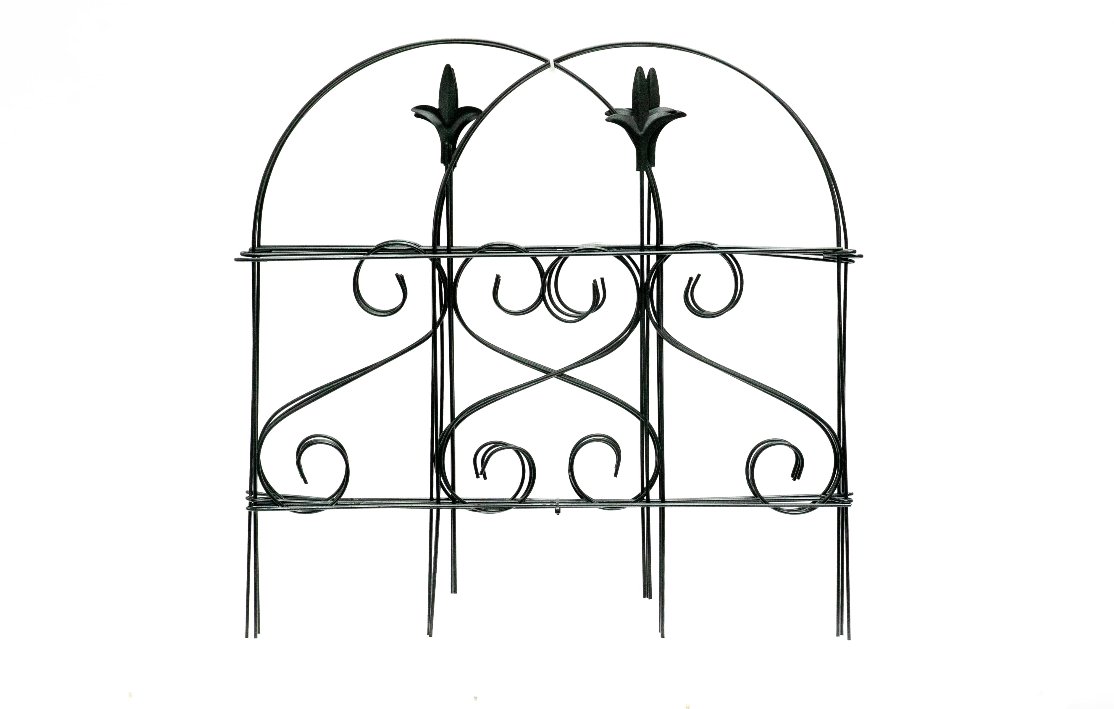 Glamos Wire 18 inch S Swirl Round Top Finial Metal Decorative Garden Fence 2 Panels 16 feet Coverage