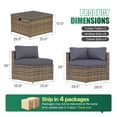 thumbnail image 4 of Clouddwell 14 Piece Patio Furniture Set Wicker Rattan Patio Conversation Set Outdoor Sectional Sofa Set with Coffee Table and Gray Cushions(Waterproof Cover Included), 4 of 6
