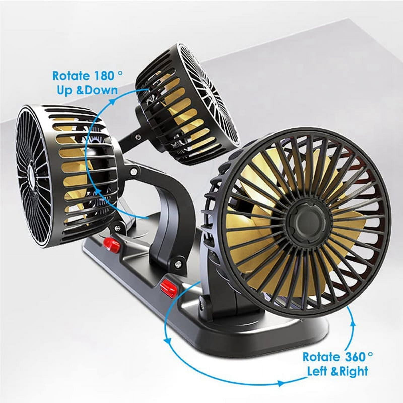 Fan for Car Three-Head Fan for SUVs USB Cooling Air Small Personal Fan 2 Speeds Elek8816