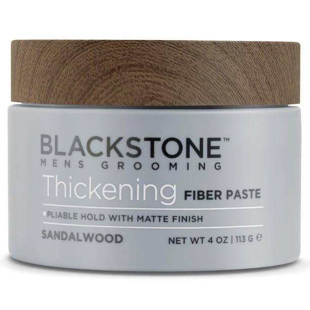Blackstone Men's Grooming Gel de pasta de fibra espesante para peinar el cabello - Añade volumen con fijación flexible y acabado mate | Sin parabenos ni crueldad | Hecho en EE. UU. Sándalo (4 oz)
