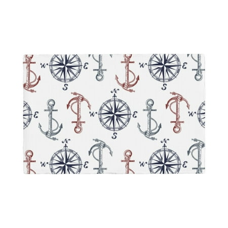 

Placemats Set of 4 vintage anchors compass cool Heat Resistant Non - Slip Place mats Waterproof table mat for Kitchen Dining-6片装
