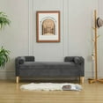 thumbnail image 2 of Spaco 65.35" Wide Corduroy Storage Soft Bench with Backrest and Two Bolster Pillows, Soft Bench with Armrests for Indoor as Living Room, Entryway, Gray, 2 of 9