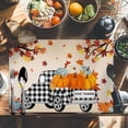 thumbnail image 6 of Happy Fall Placemats Set of 4 Maple Leaf Pumpkin Plaid Thanksgiving Truck Orange Heat Insulated Linen Place Mats, Washable Stain-Proof Table Mats for Dining Tables Holiday Decor 13x19inch, 6 of 9