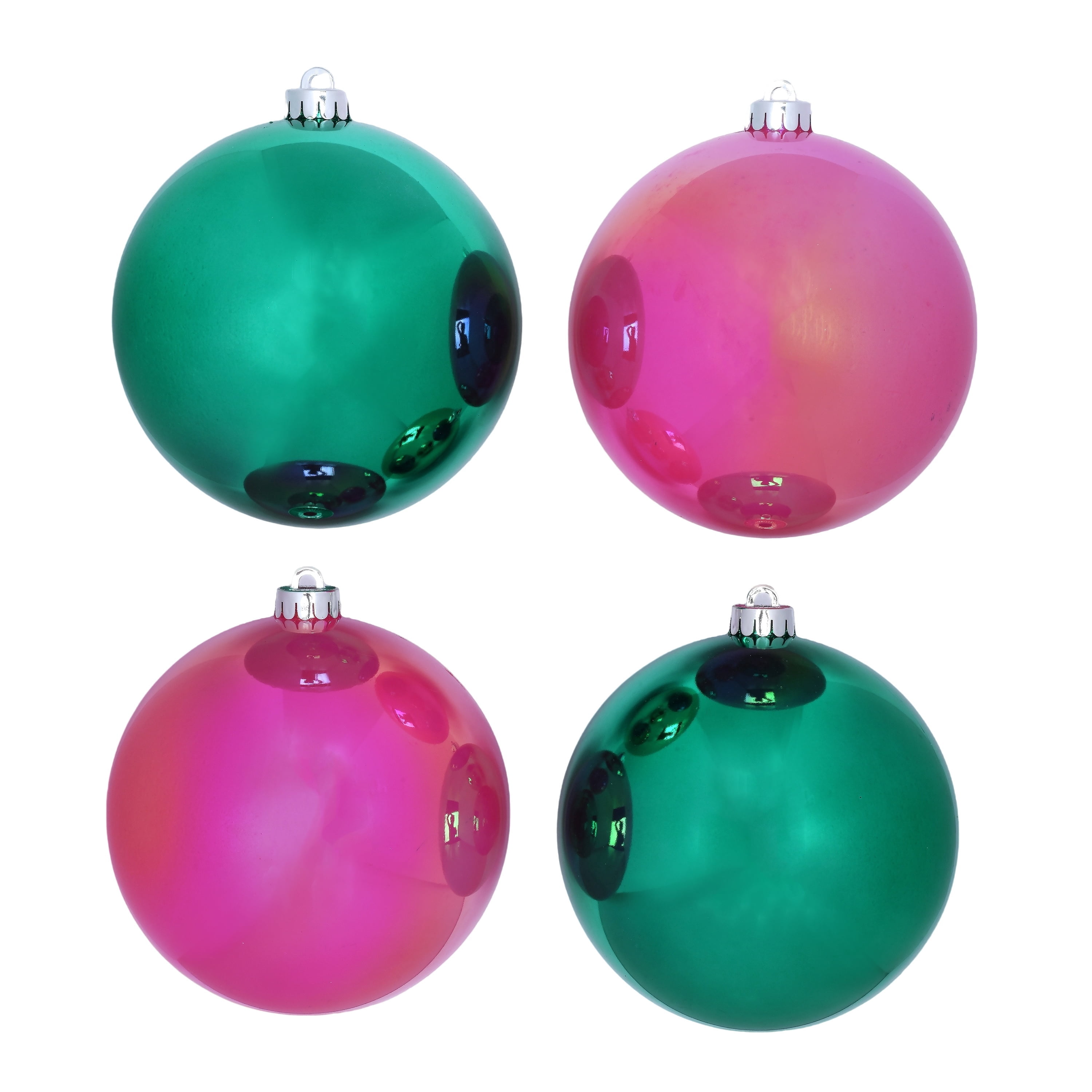 4-Count Pink and Green Iridescent Shatterproof Christmas Ornaments, 6.5", by Holiday Time