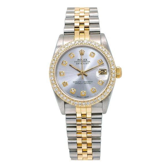 Pre-Owned Rolex Lady-Datejust 68273 31MM Silver Diamond Dial With Two Tone Bracelet
