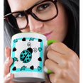 thumbnail image 2 of 3drose, Love Bugs Blue Ladybug with Hearts, 11oz Two-tone Green Mug, 2 of 6