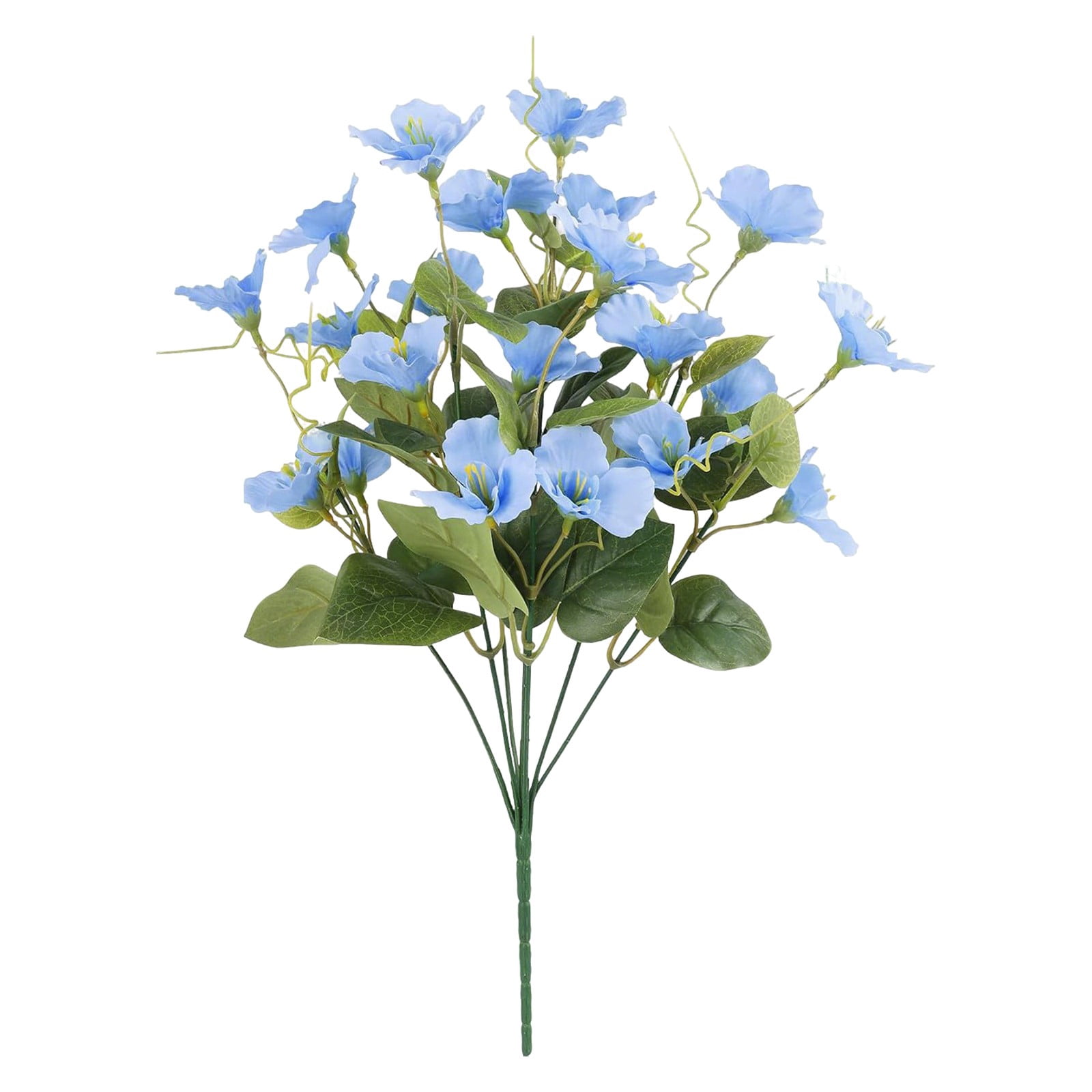 Artificial Flowers Faux Plants Outdoor Fake Flowers Spring Decor,7 Bundles Realistic Plastic Blue hibiscus flowers UV Resistant for Porch Patio Home Yard Garden Window Box Pot Planters