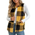 thumbnail image 2 of Yutgune Women's Plaid Sherpa Vest Open Front Sleeveless Fleece Jacket with Pockets Casual Fall Winter Outerwear, 2 of 10