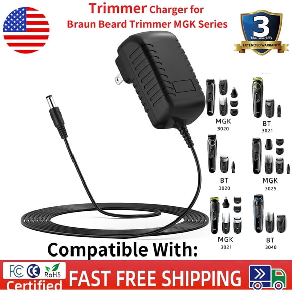 Trimmer Charger for Braun Beard Trimmer MGK Series 3010 3020 3021 3025 3210