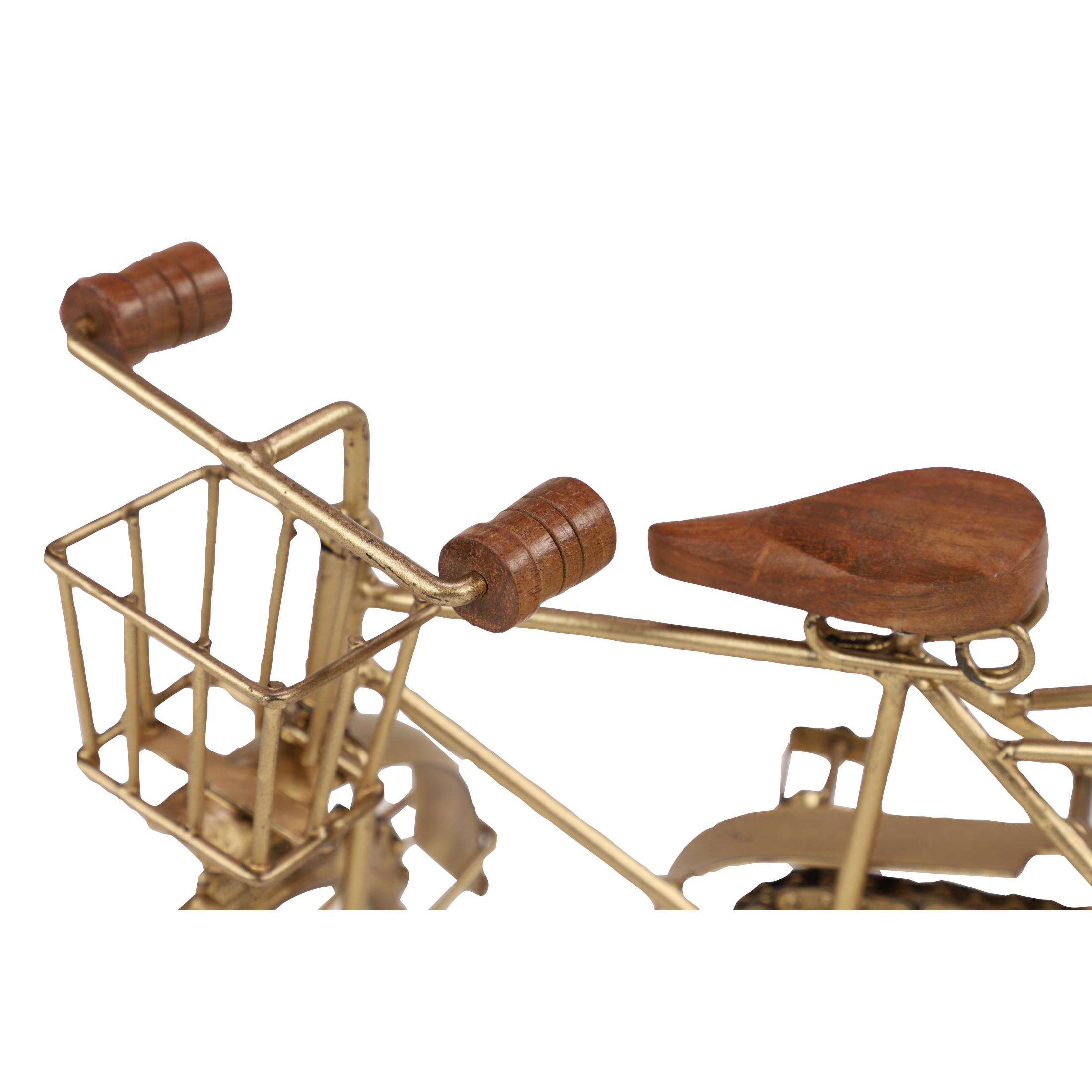 14" x 8" Gold Metal Bike Sculpture, by DecMode