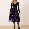 thumbnail image 2 of Valentines Day Dresses Fit and Flare Dress with Heart Print Pattern Ribbon Waist for Women Vintage Purple 3XL, 2 of 5