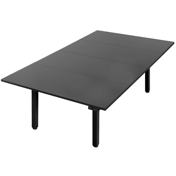 VIVO Electric 95” x 55” Square Corner Desk, Black Table Tops, Black Frame