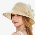 thumbnail image 7 of Hauaitttt Womens Summer Dress Hat Wide Leaf Flower Bridal Shower Hat Sun Hats Beach Hat Hiking Visors for Women Boys Beach Hat Tennis Hat Lay Hat Ponytail Hat Hat Drawstring for Women Beach Boating, 7 of 7