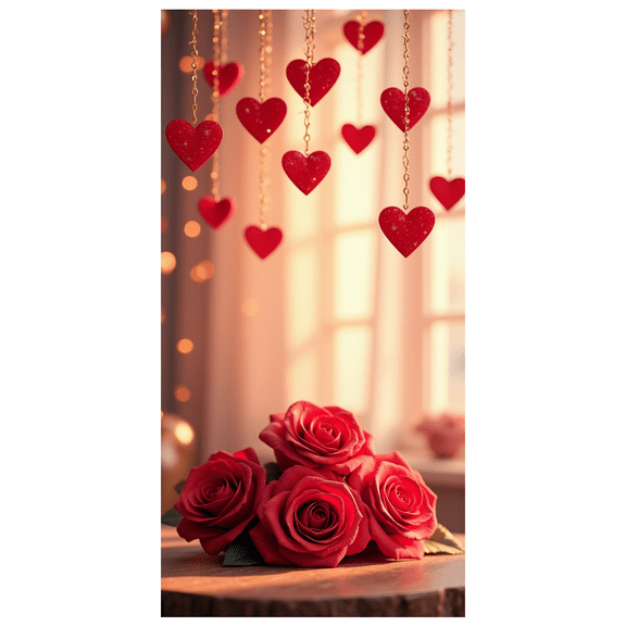 LUUFILx Hanging Heart Rose Banner Background Backdrop Red Decorations Valentine's Day Party Props Wedding Romantic Decors Photography Supplies