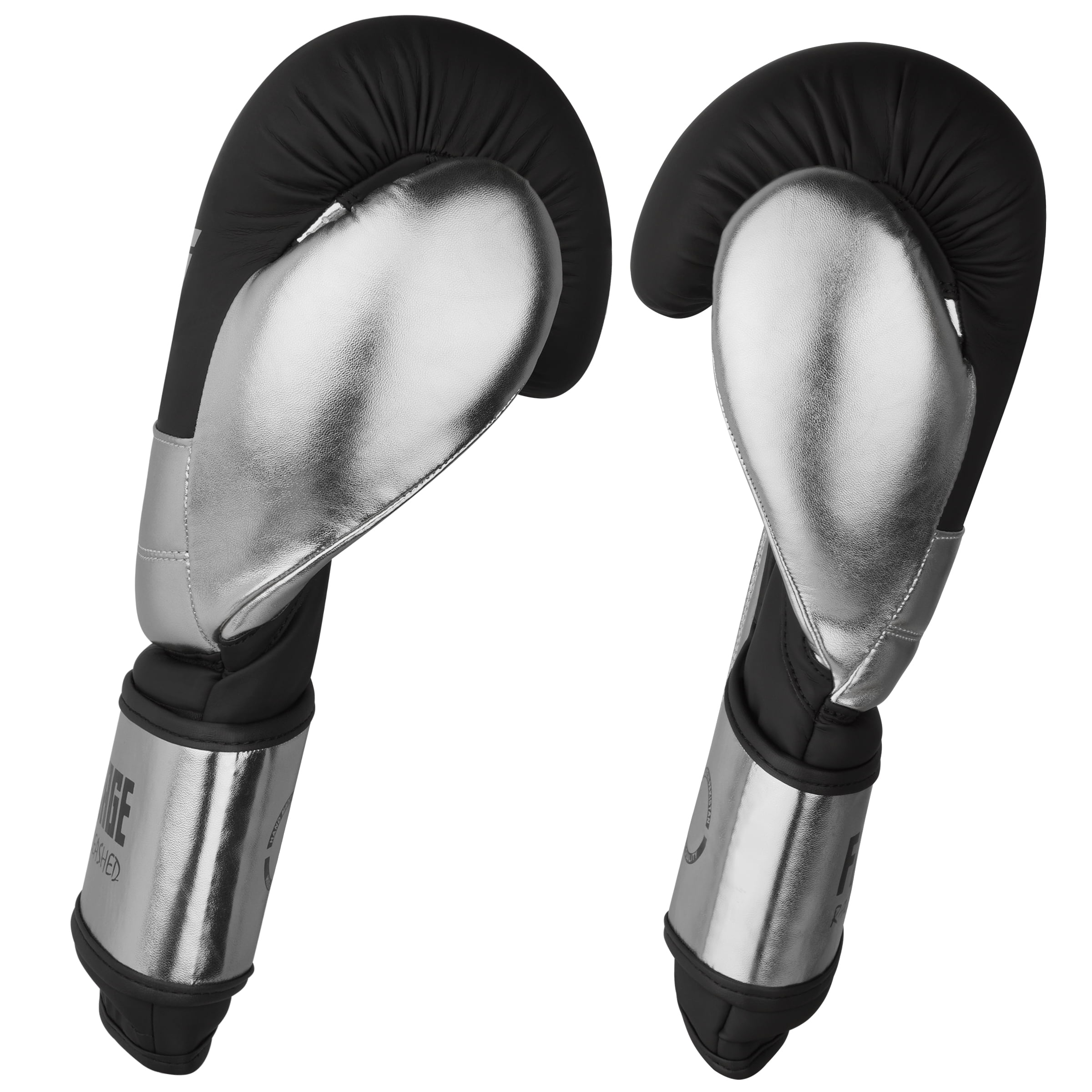 BULGING DERMIS Metallic Leather Boxing Gloves, Silver Black