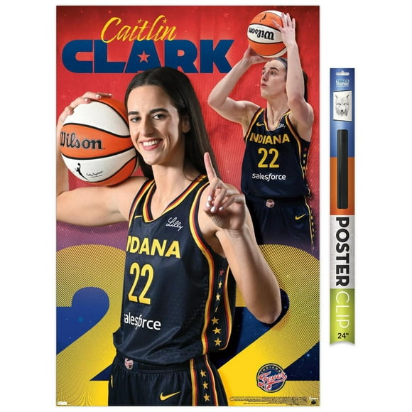 WNBA Indiana Fever - Caitlin Clark 24 Wall Poster, 14.725" x 22.375" Framed