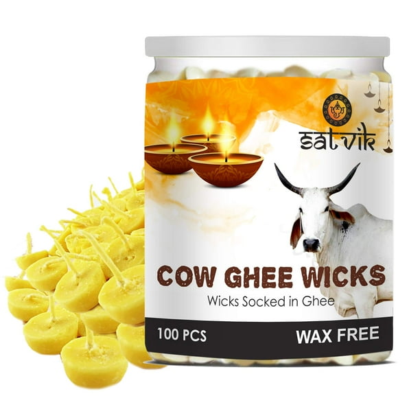 Ghee Wicks Craftsman SATVIK 100% puro de vaca, paquete de 100