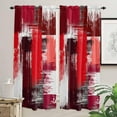 thumbnail image 2 of Oil Painting Red Kitchen Curtains 84 Inch Length, Farmhouse Curtains Drapes, Modern Geometric Black White Abstract Art Rod Pocket Window Curtains for Living Room/Bedroom, 52" x 84", 2 Panels, 2 of 5