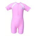 thumbnail image 1 of Girls Splicing Zip Short Sleeve 1-piece Swimwear With Swim Cap, 1 of 5