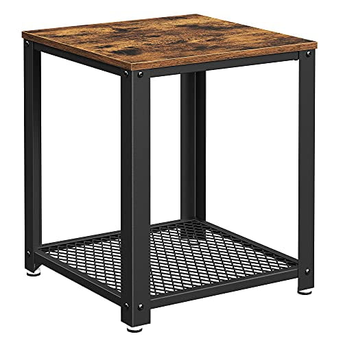 15.7 Inch Side Table VASAGLE End Table with Thickened Top Plate Rustic Brown and Black ULET270B01 Industrial Wood Panel and Steel Frame for Living Room Bedroom Accent Table Easy Assembly 