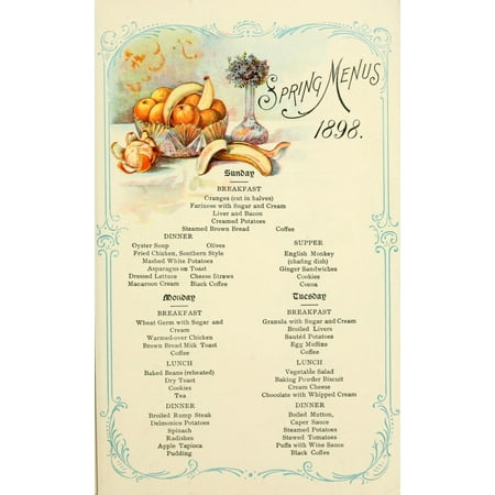 Jaynes Price-list of Drug-store Goods 1898 Spring Menus Canvas Art - (18 x 24)