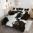 thumbnail image 3 of Psoiuetr Brown Rustic Cowhide Comforter Set Full 3 Pieces Black White Cow Skin Print Western Farmhouse Bedding Set, 3 of 5