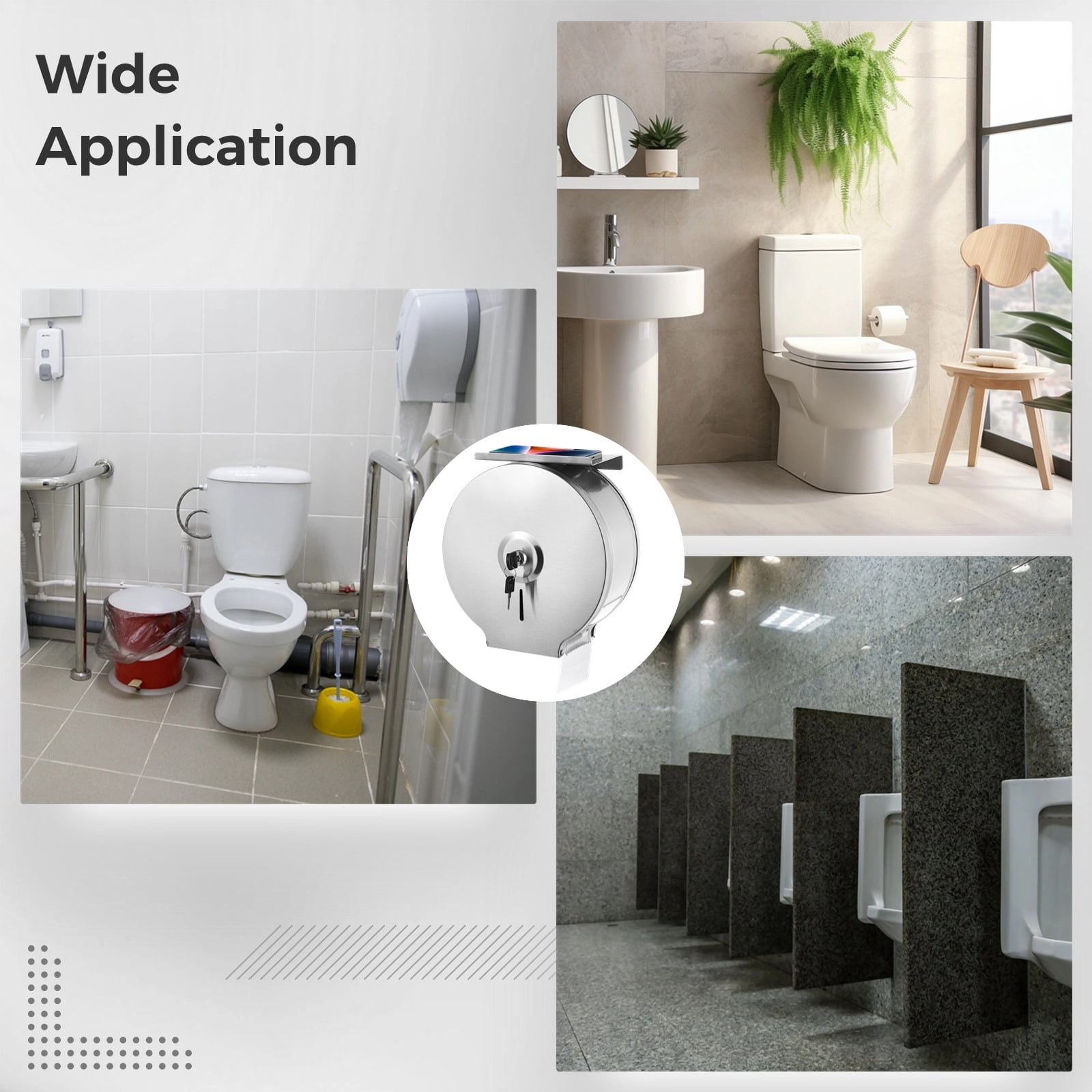 Commercial Jumbo Toilet Paper Dispenser, Wall Mount Stainless Steel 9.8 Inch Roll Toilet Paper Holder Bath Tissue Dispenser Lock Key