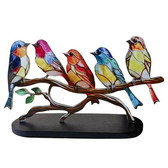 Acrylic Bird Ornaments for Garden Decor | Hanging Flower Pendant | Colorful Bird Decorations for Home, Balcony, Living Room | Eye-Catching Outdoor Yard Art | Stable Standing Decorative Accents