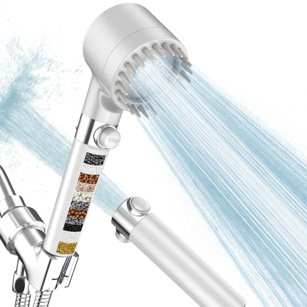 Feelso Cabezal de Regadera de Alta Presión con Cabezal de Regadera de Mano, Cabezal de Regadera Filtrado con Filtro de 18 Etapas, 3 Modos de Rociado, Ablandador de Agua para Agua Dura