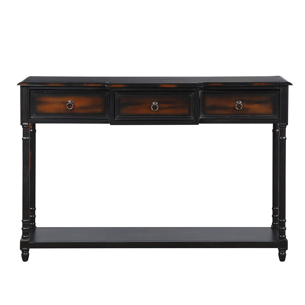 Lowestbest Exquisite Design Console Table, Luxurious Sofa Side Table with Drawers and Projecting Drawers, Espresso Lowestbest Exquisite Design Console Table, Luxurious Sofa Side Table with Drawers and Projecting Drawers, Espresso