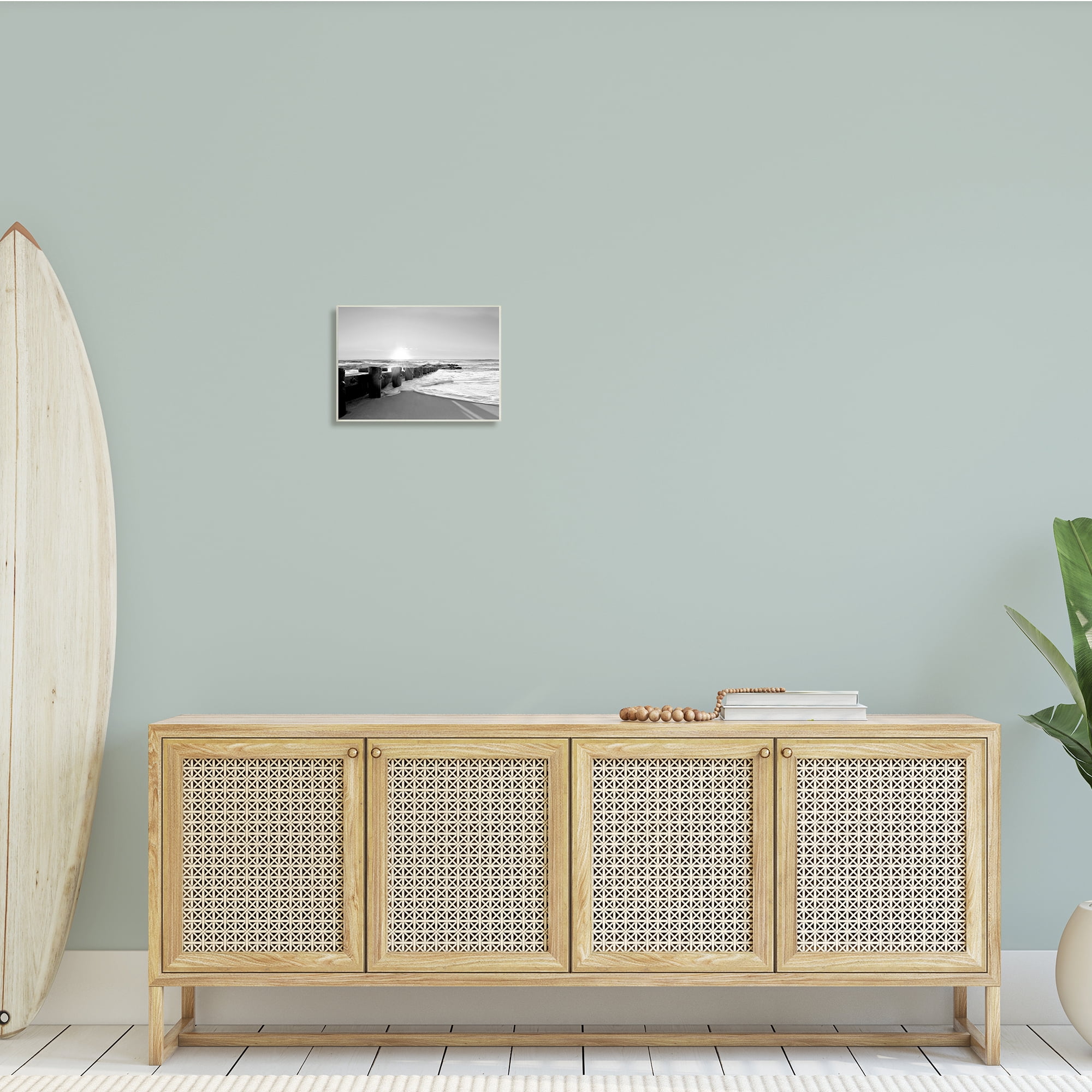 Stupell Indtries Beach Tide Sea Foam Landscape Black White Photography,15 x 10,Design by Natalie Carpentieri