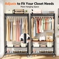 thumbnail image 4 of LZNIOZ Rolling 4-Shelf Clothes Rack with Wheels and Side Hooks Large Heavy Duty Metal Garment Rack Closet Organizer, 4 of 9