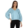thumbnail image 1 of Bimba Chemise à Manches Ballon Boutonnée Été Coupe Ample Blouse Plissée pour Femmes, 1 of 7