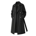thumbnail image 2 of KKBOTIVE Men's Trench Coat Slim fit Double Breasted Belted Windbreaker Lapel Long Jacket Casual Windproof Overcoat Black Size: XXL, 2 of 4
