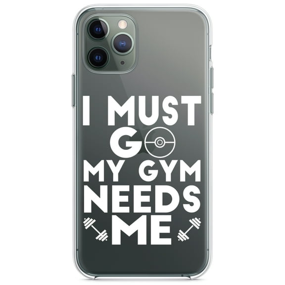 DistinctInk Clear Shockproof Hybrid Case for iPhone 13 PRO (6.1" Screen) - TPU Bumper Acrylic Back Tempered Glass Screen Protector - I Must Go My Gym Needs Me