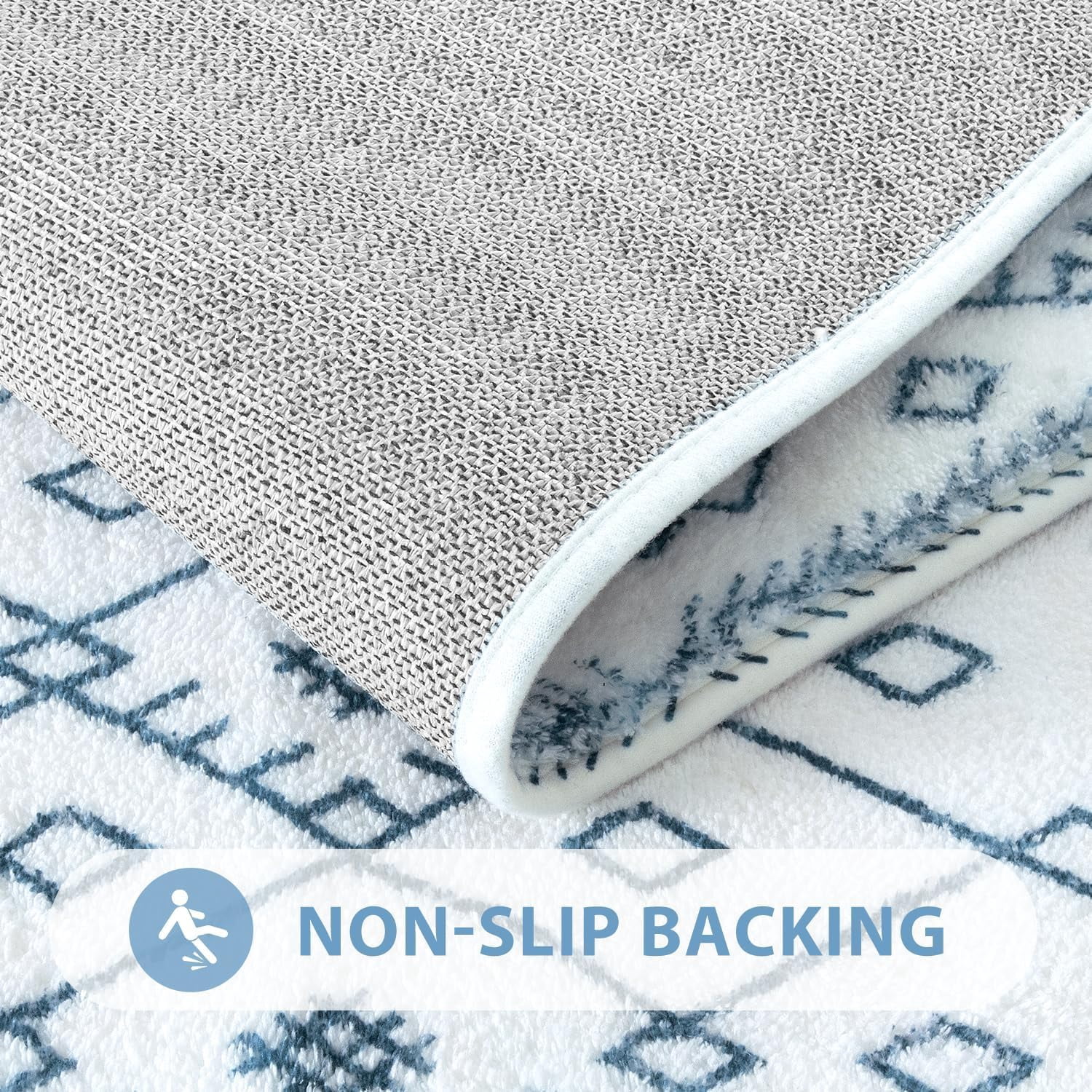 Bathroom Runner Rug 18x47 inch Long Boho Bath Mat Non-Slip Moroccan Farmhouse Gray Bath Rug Soft Velvet Machine Washable Bathroom Mats for Tub Sink Shower