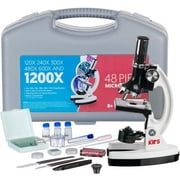 AmScope-KIDS 120X-1200X 48pc Metal Arm Educational Starter Biological Microscope Kit